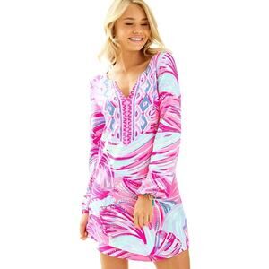 Lilly Pulitzer Gianna Magenta Oh My Guava Engineered Tunic Dress Small